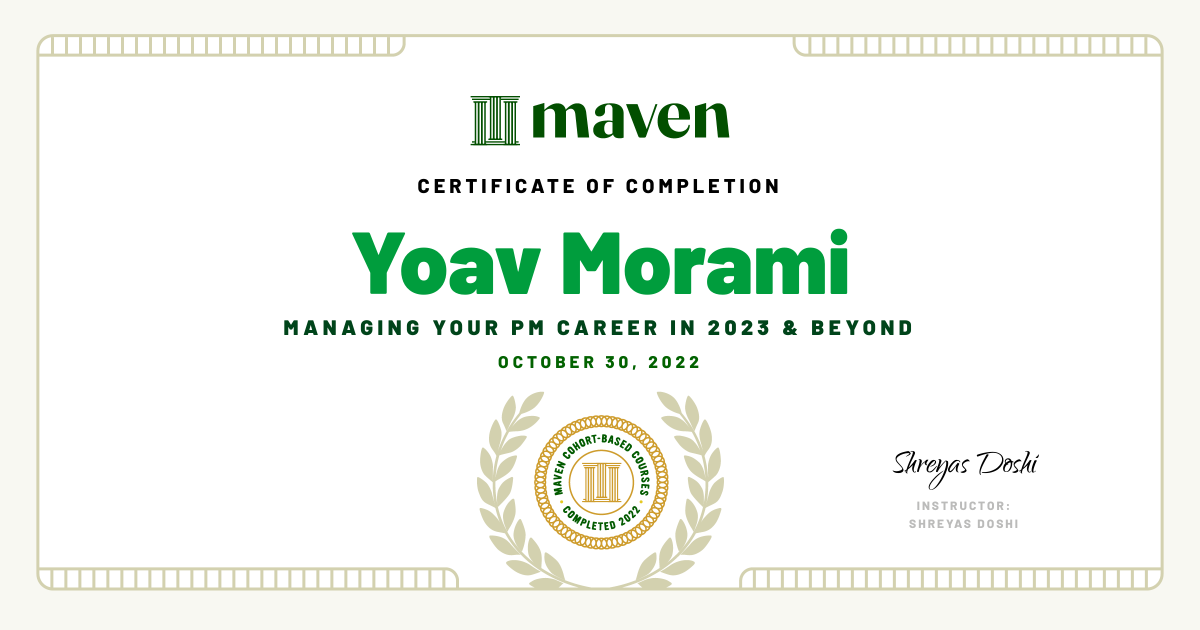 Certificate of Completion for Managing your PM Career in 2025 and beyond