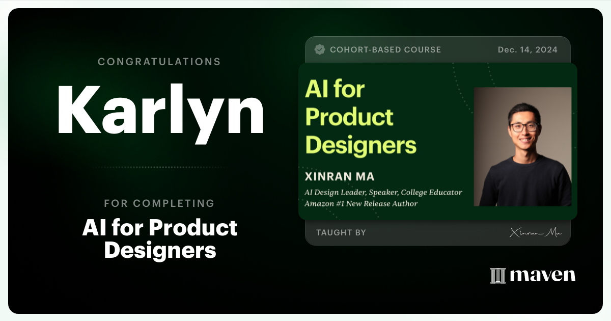 Certificate of Completion for AI for Product Designers