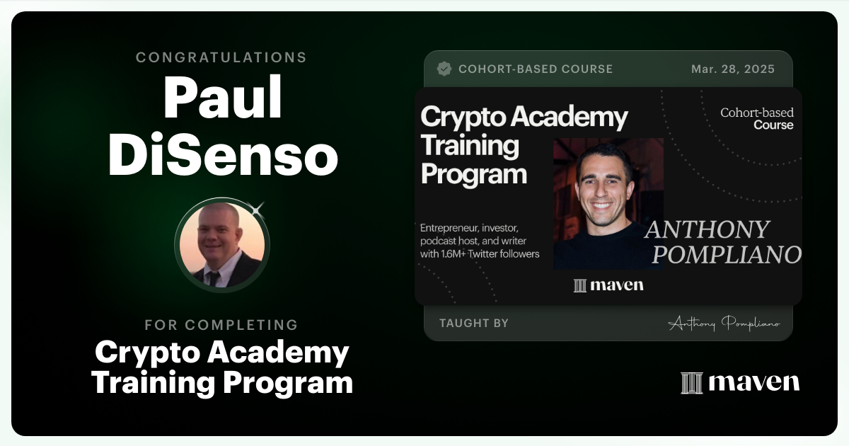 Certificate of Completion for Crypto Academy Training Program