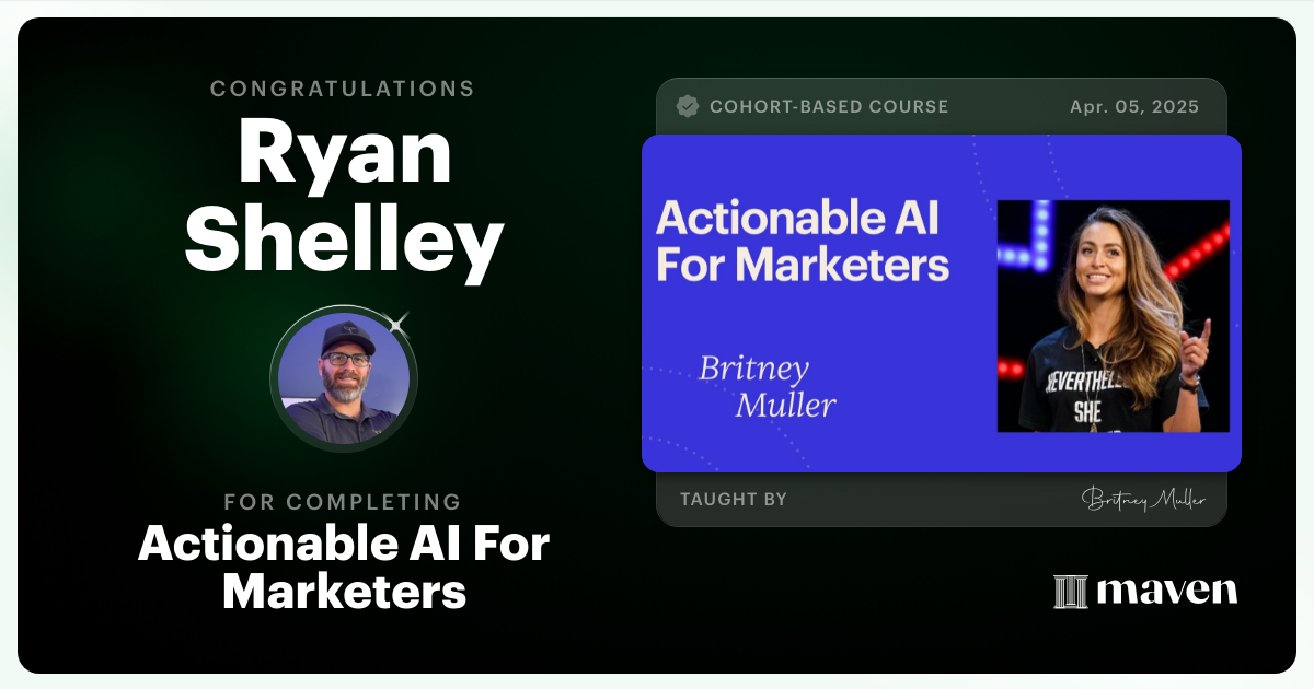 Certificate of Completion for Actionable AI For Marketers