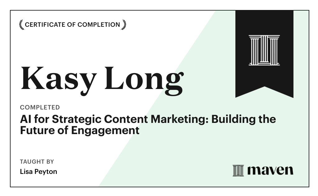 Certificate for AI for Strategic Content Marketing: Building the Future of Engagement