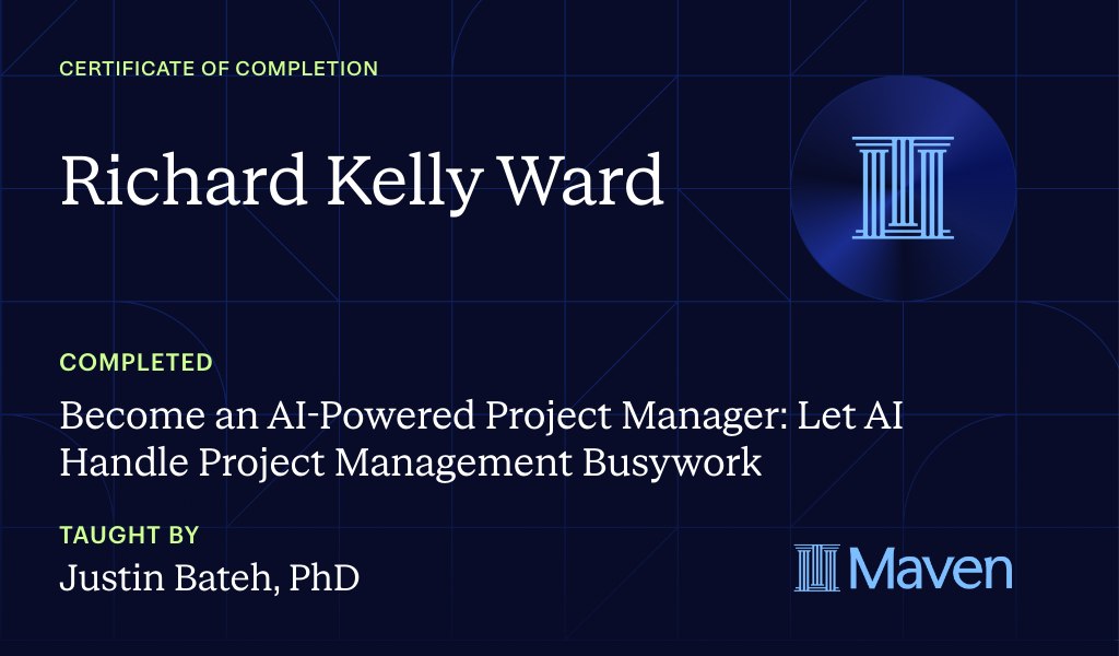 Certificate for Become an AI-Powered Project Manager
