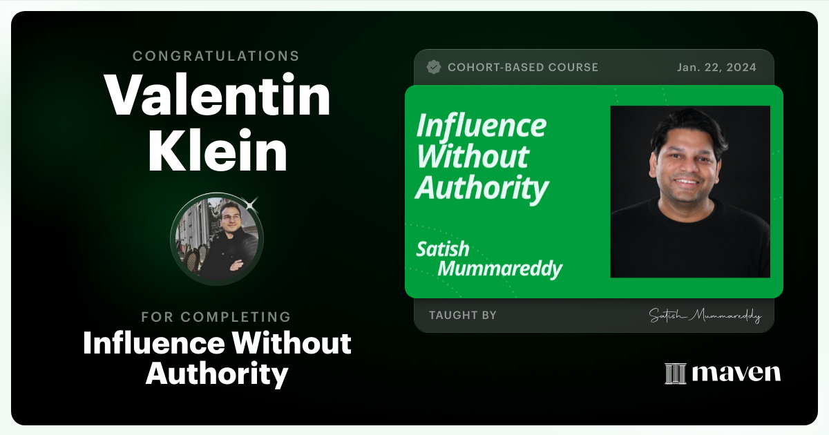 Certificate of Completion for Influence Without Authority