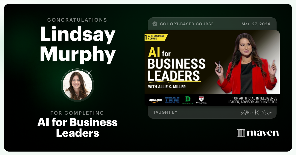 Certificate of Completion for AI for Business Leaders