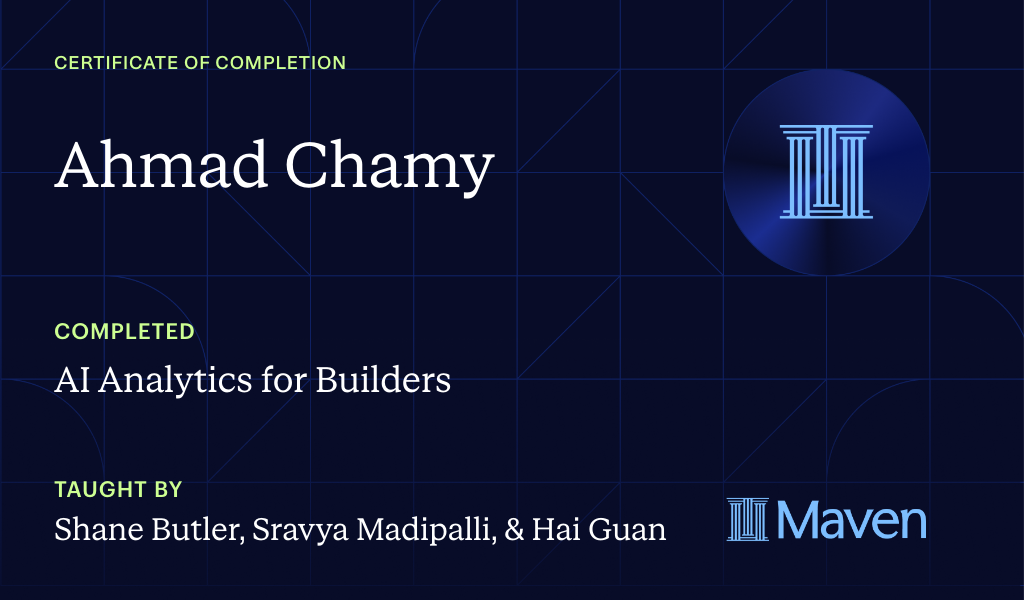 Certificate for AI Analytics for Builders