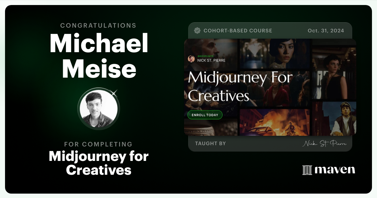 Certificate of Completion for Midjourney for Creatives