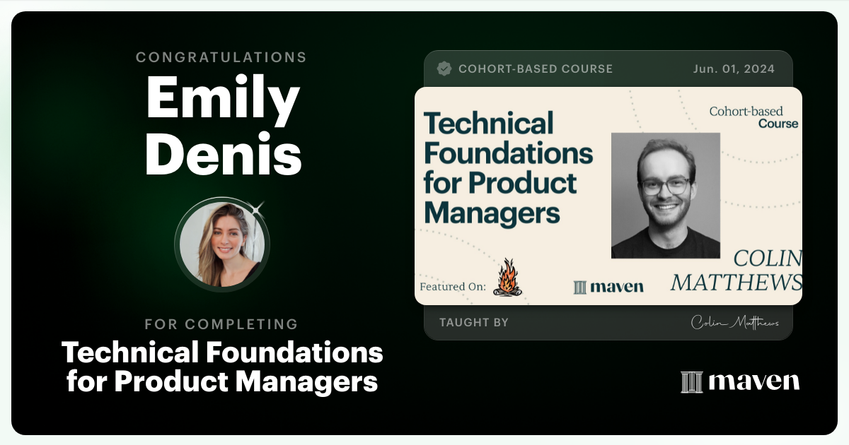 Certificate of Completion for Technical Foundations for Product Managers
