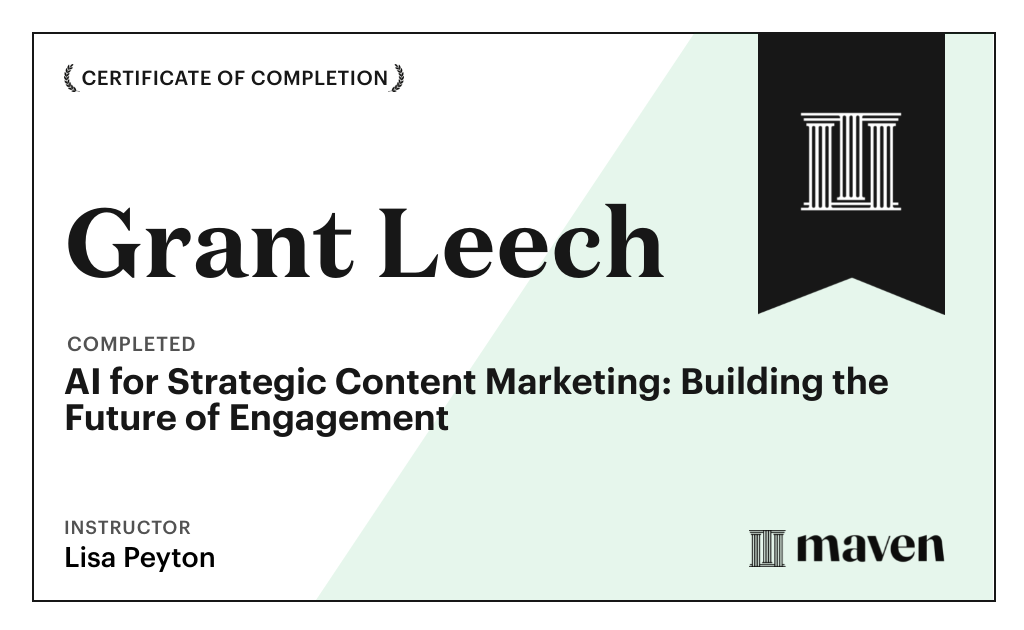 Certificate for AI for Strategic Content Marketing: Building the Future of Engagement