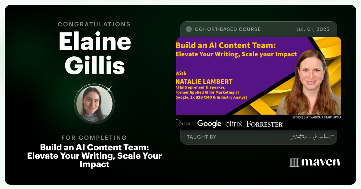 Certificate of Completion for Build Your AI Marketing Team