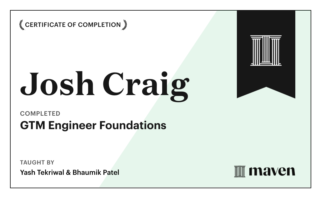 Certificate for GTM Engineer Foundations