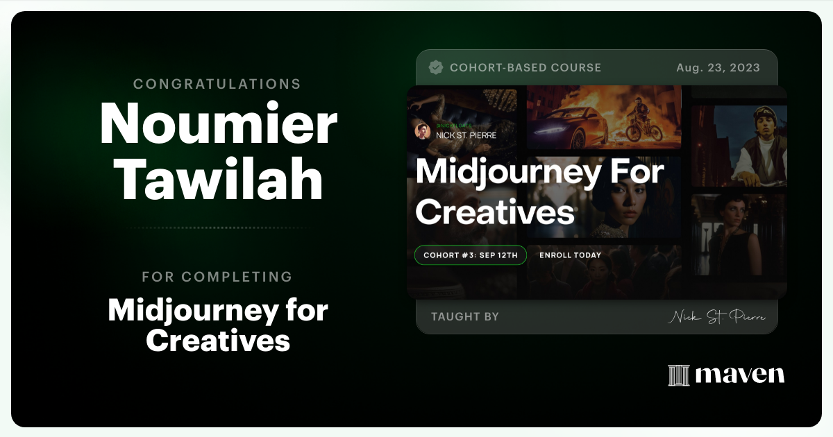 Certificate of Completion for Midjourney for Creatives