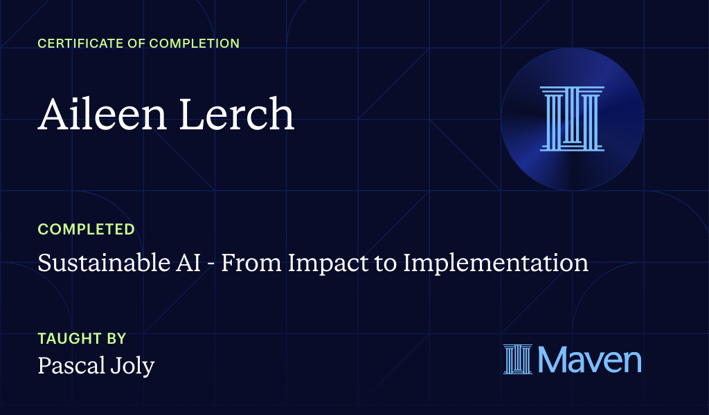 Certificate for Sustainable AI - From Impact to Implementation
