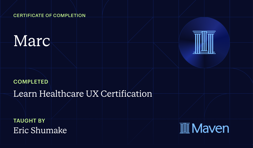 Certificate for Transition into UX for Healthcare