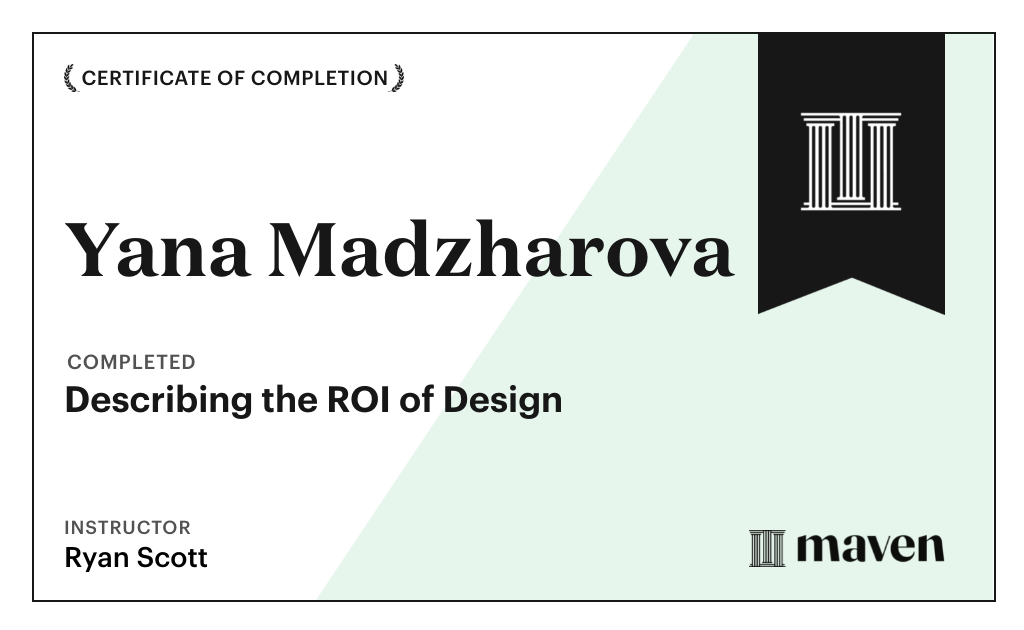 Certificate for Describing the ROI of Design