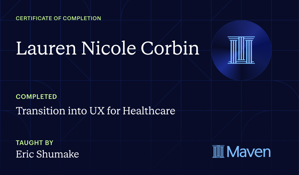 Certificate for Transition into UX for Healthcare