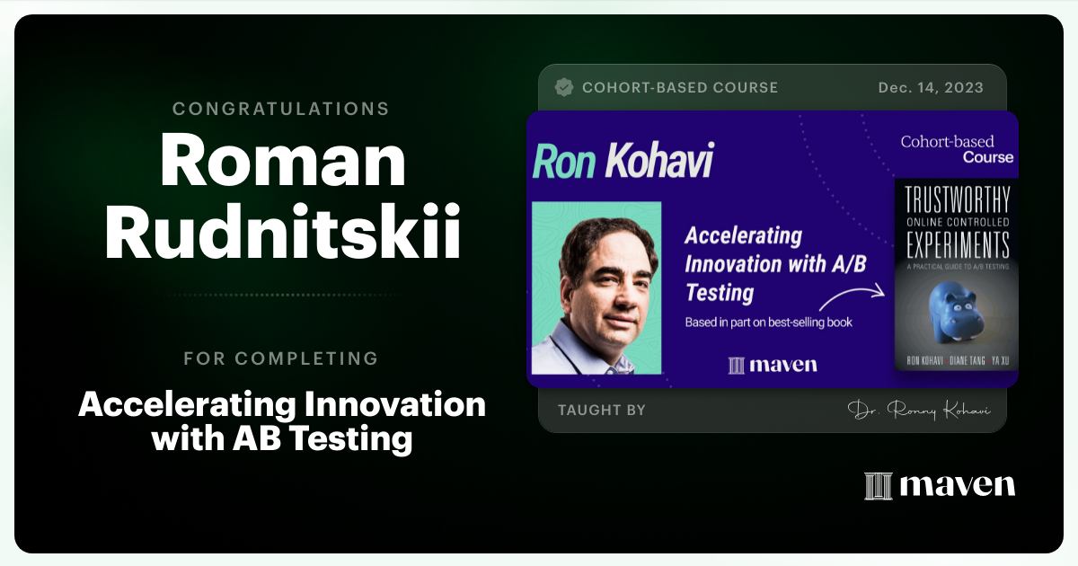 Certificate of Completion for Accelerating Innovation with A/B Testing