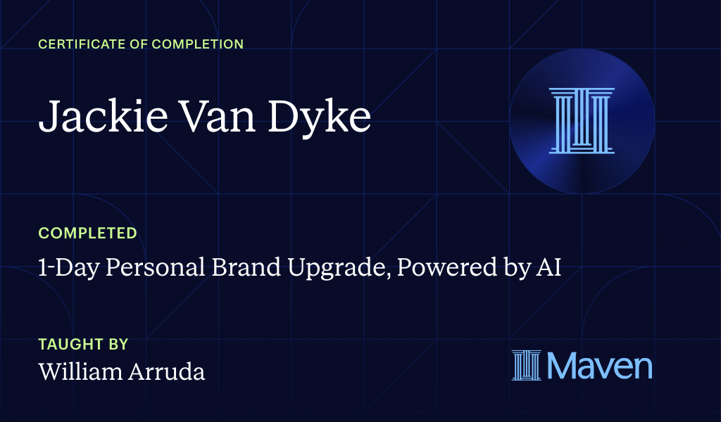 Certificate for 1-Day Personal Brand Upgrade, Powered by AI