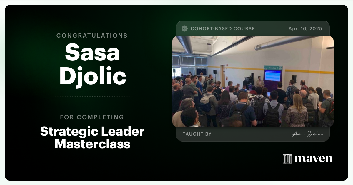 Certificate of Completion for Strategic Leader Masterclass