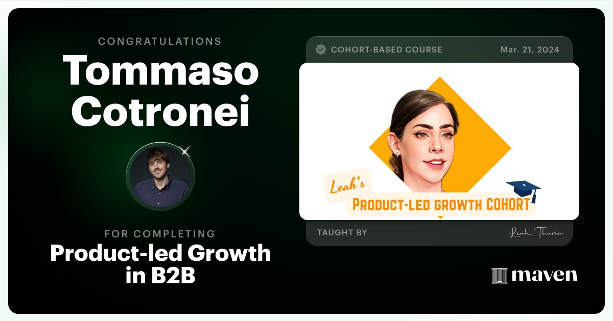 Certificate of Completion for Product-led Growth in B2B