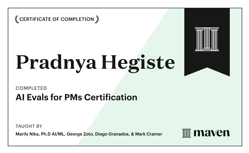 Certificate for AI Evals for PMs Certification