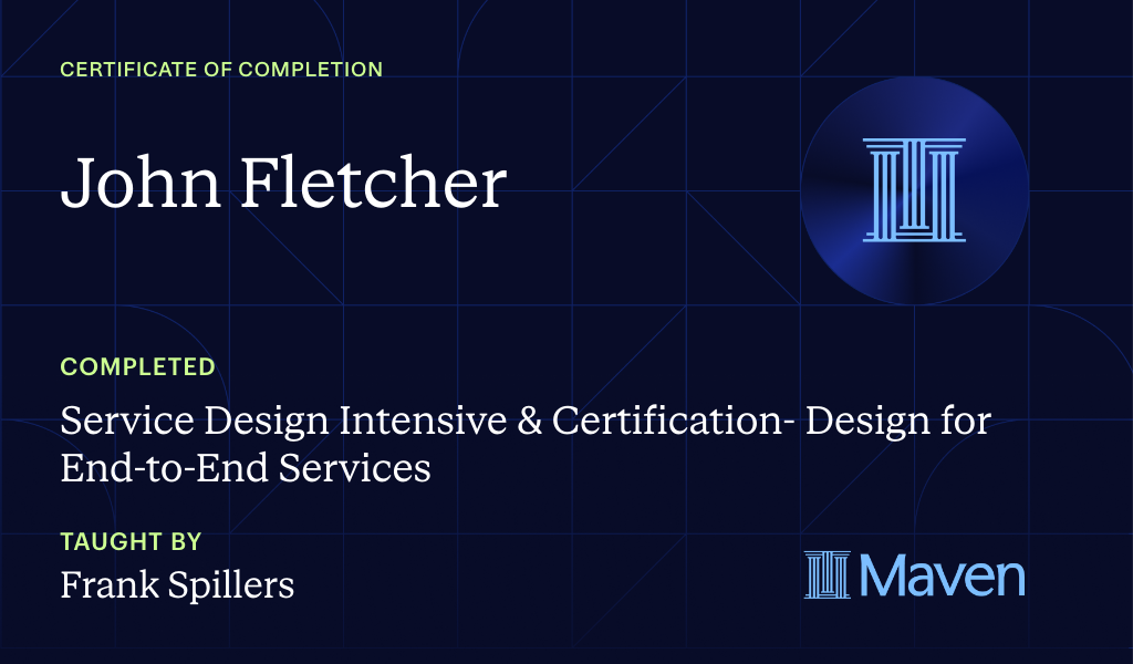 Certificate for Service Design Intensive & Certification- Design for End-to-End Services