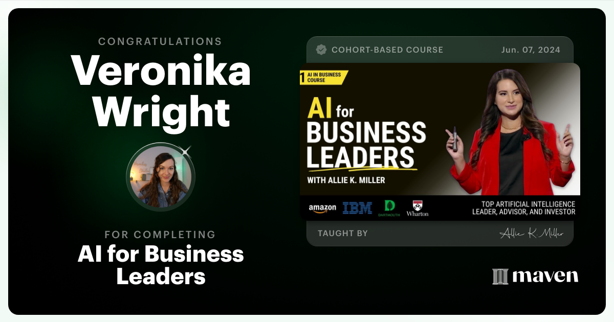 Certificate of Completion for AI for Business Leaders