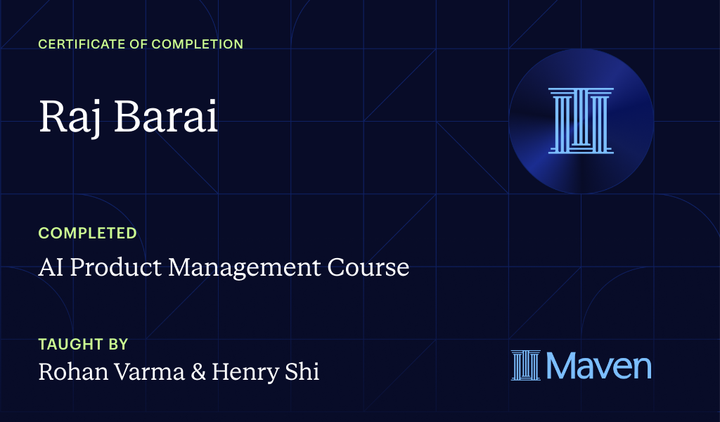 Certificate for AI Product Management Course
