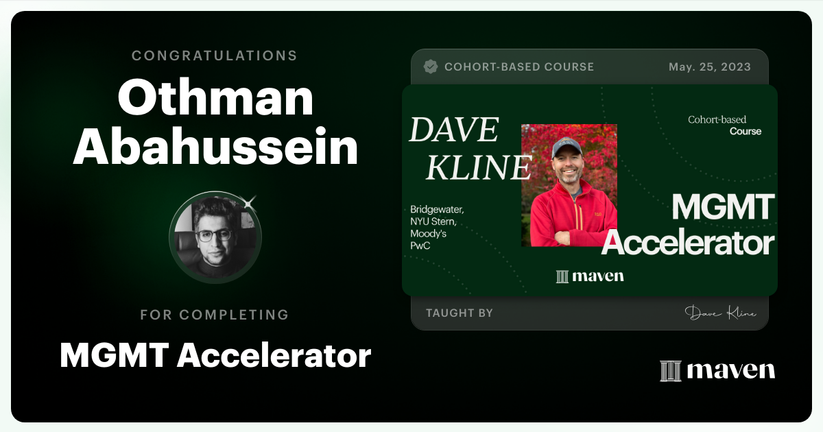 Certificate of Completion for MGMT Accelerator: AI-Enhanced Leadership