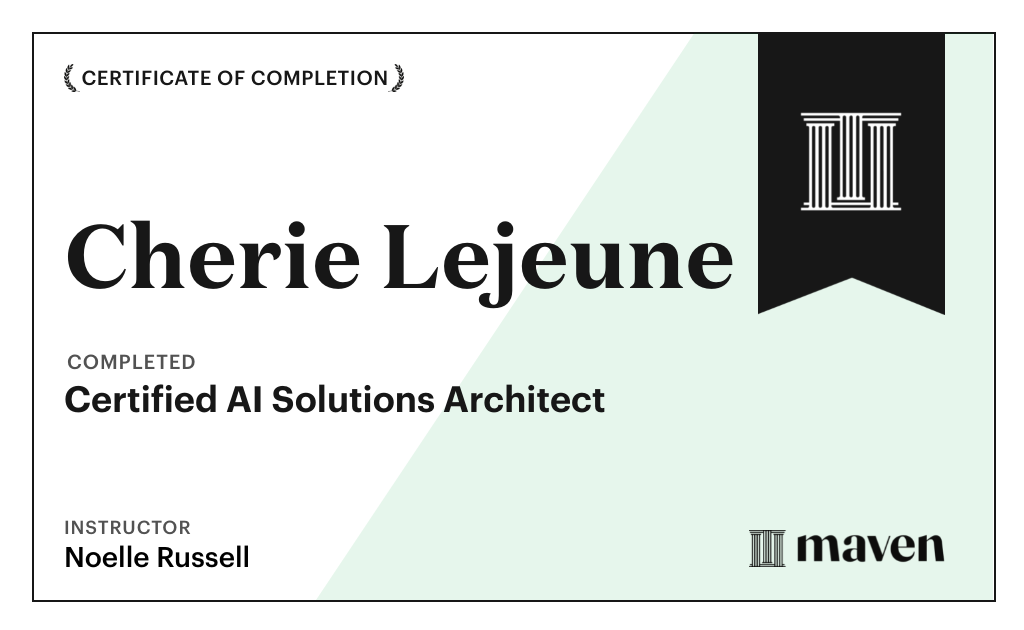 Certificate for Certified AI Solutions Architect