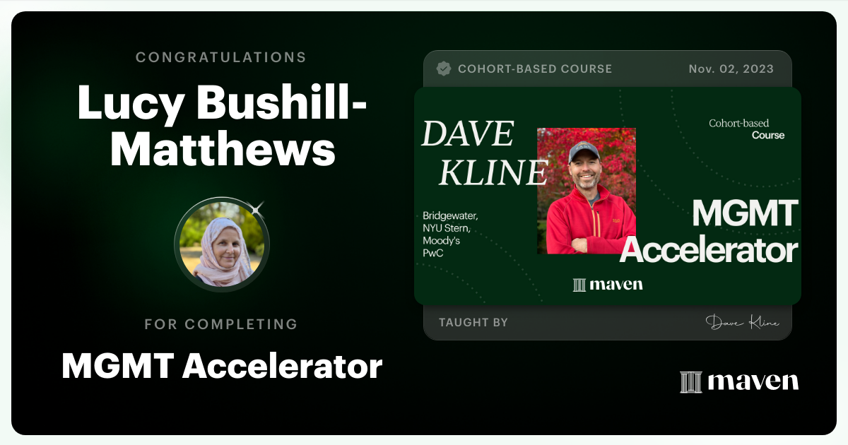 Certificate of Completion for MGMT Accelerator: AI-Enhanced Leadership