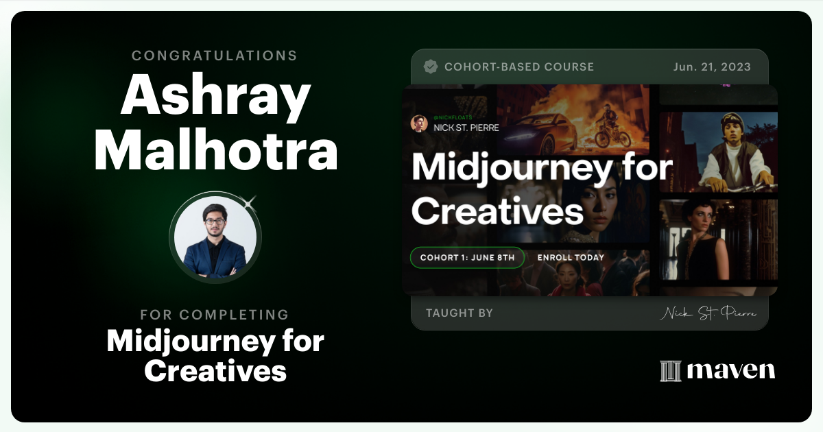 Certificate of Completion for Midjourney for Creatives