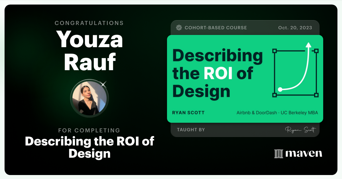 Certificate of Completion for Describing the ROI of Design