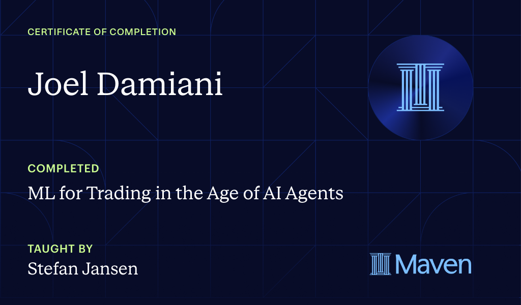 Certificate for ML for Trading in the Age of AI Agents