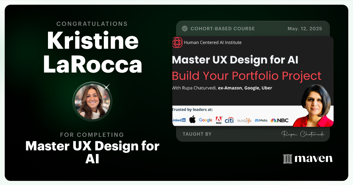 Certificate of Completion for Master UX Design for AI