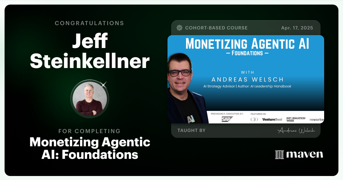 Certificate of Completion for Monetizing Agentic AI: Foundations