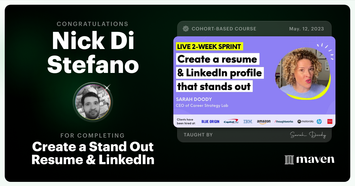 Certificate of completion for create a stand out resume linkedin in a