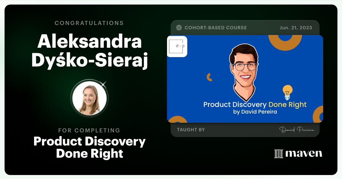 Certificate of Completion for Mastering Product Discovery