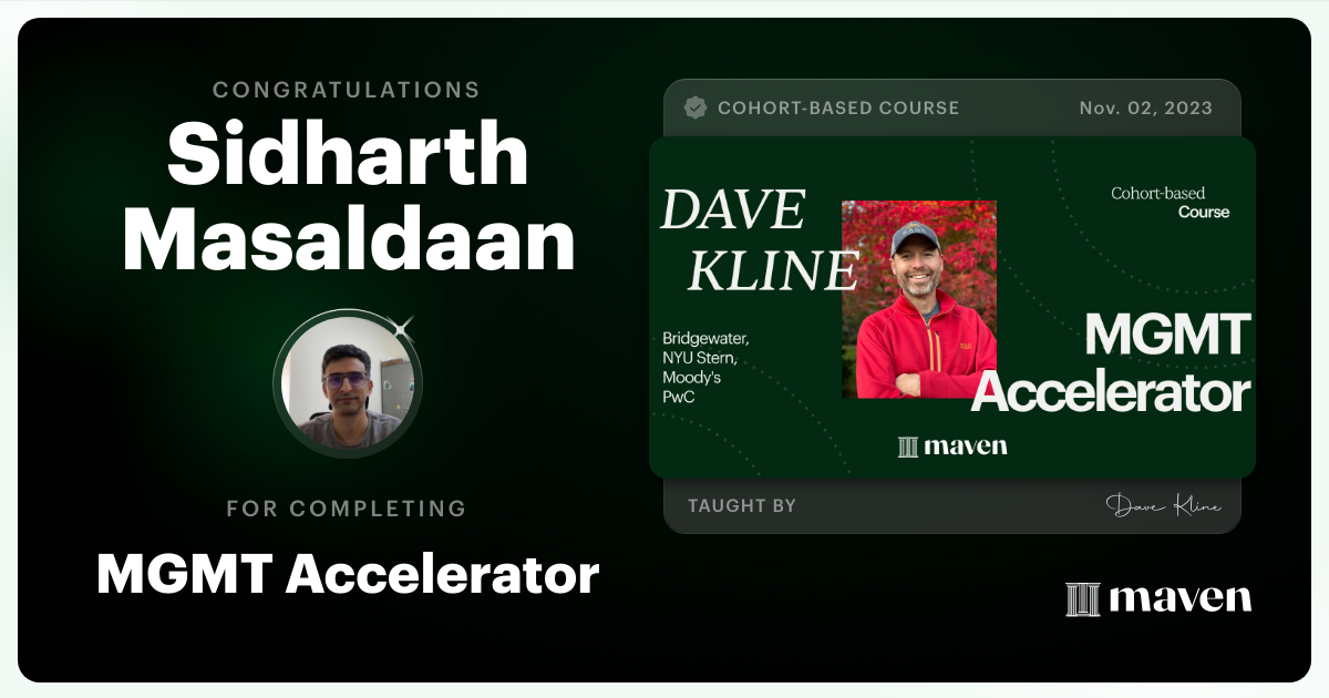 Certificate of Completion for MGMT Accelerator: AI-Enhanced Leadership