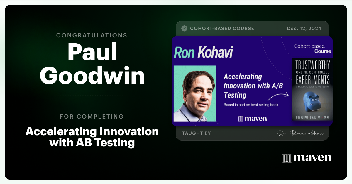 Certificate of Completion for Accelerating Innovation with A/B Testing