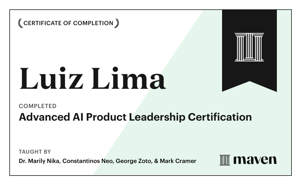 Certificate for Advanced AI Product Leadership Certification