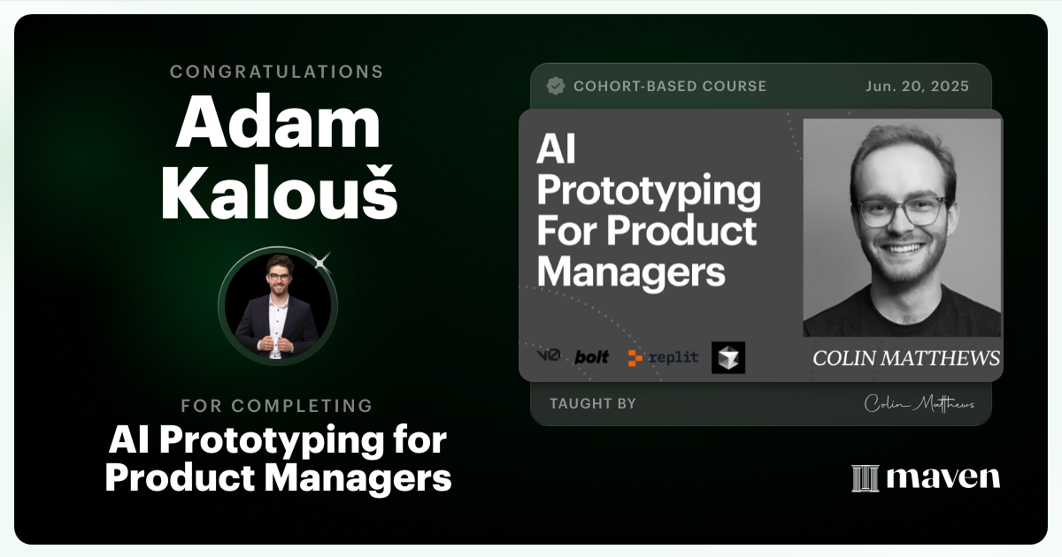 Certificate of Completion for AI Prototyping for Product Managers