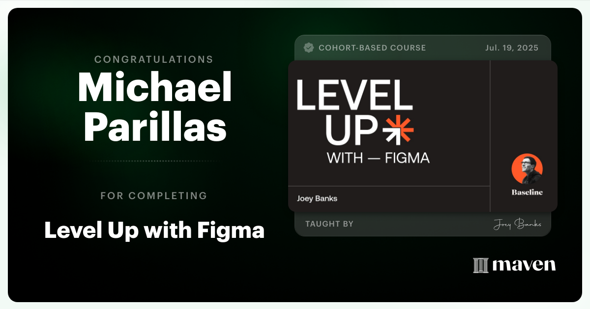 Certificate of Completion for Level Up with Figma