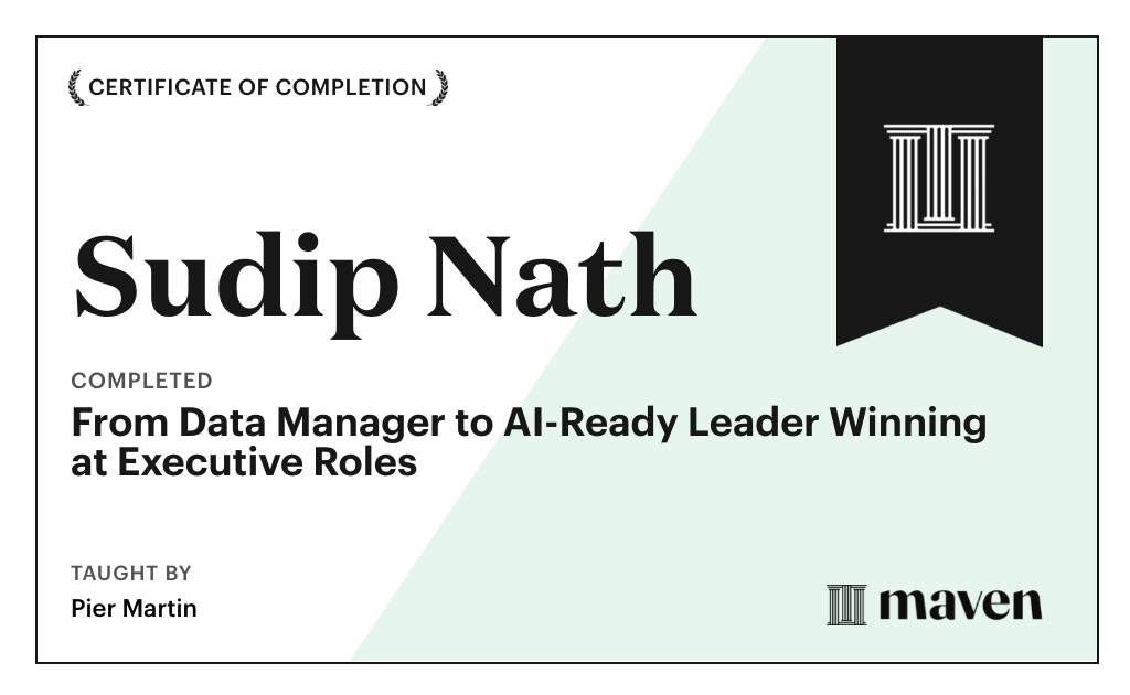 Certificate for From Data Manager to AI-Ready Leader Winning at Executive Roles