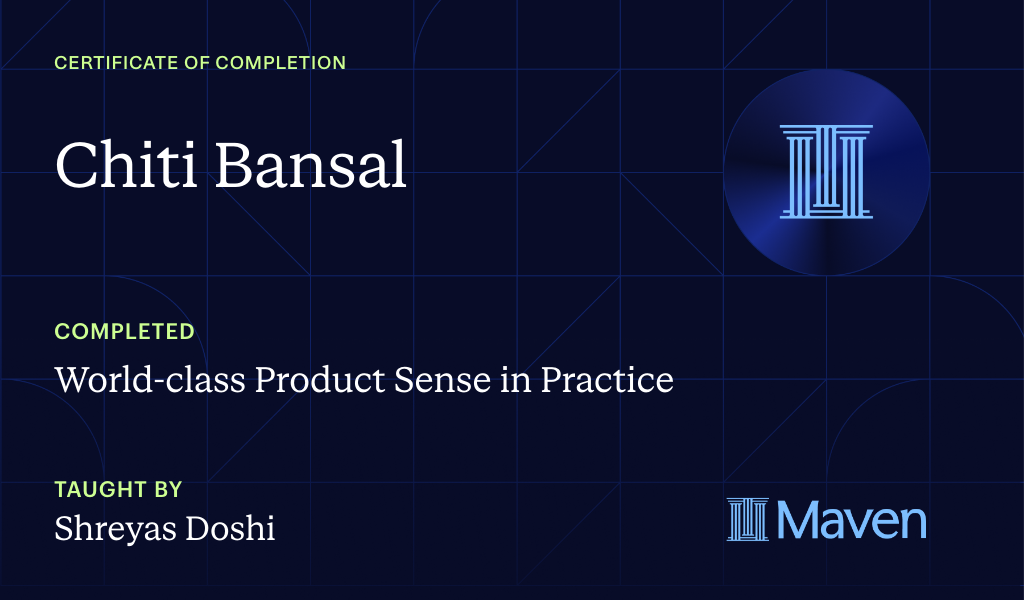 Certificate for World-class Product Sense in Practice