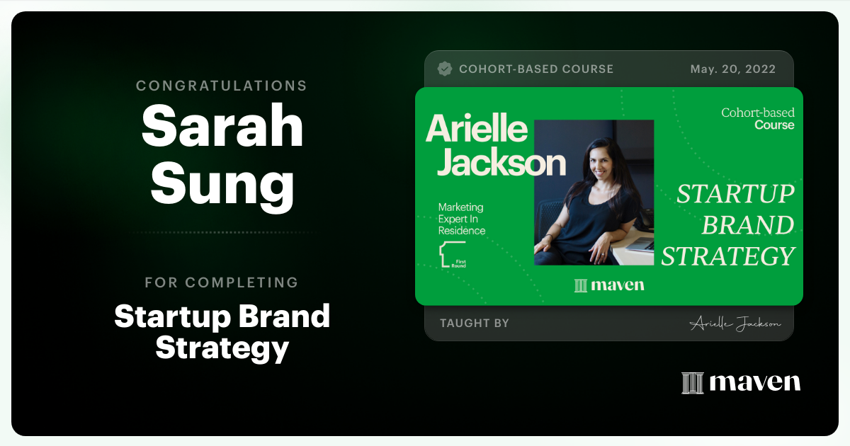 Certificate of Completion for Startup Brand Strategy