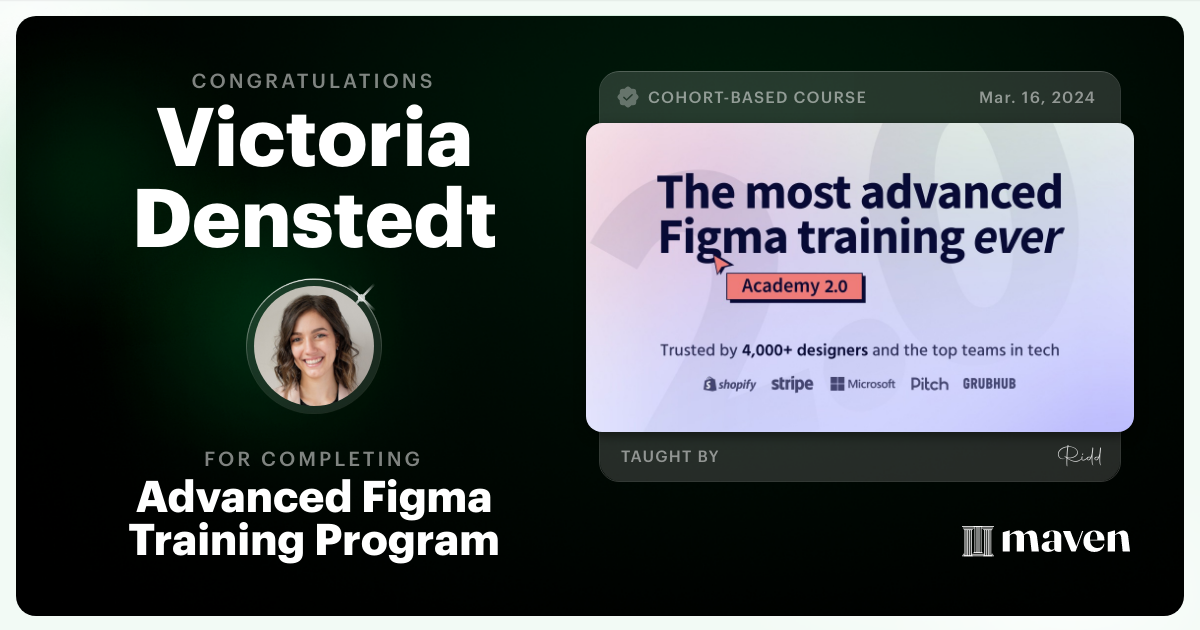 Certificate of Completion for Advanced Figma Training Program