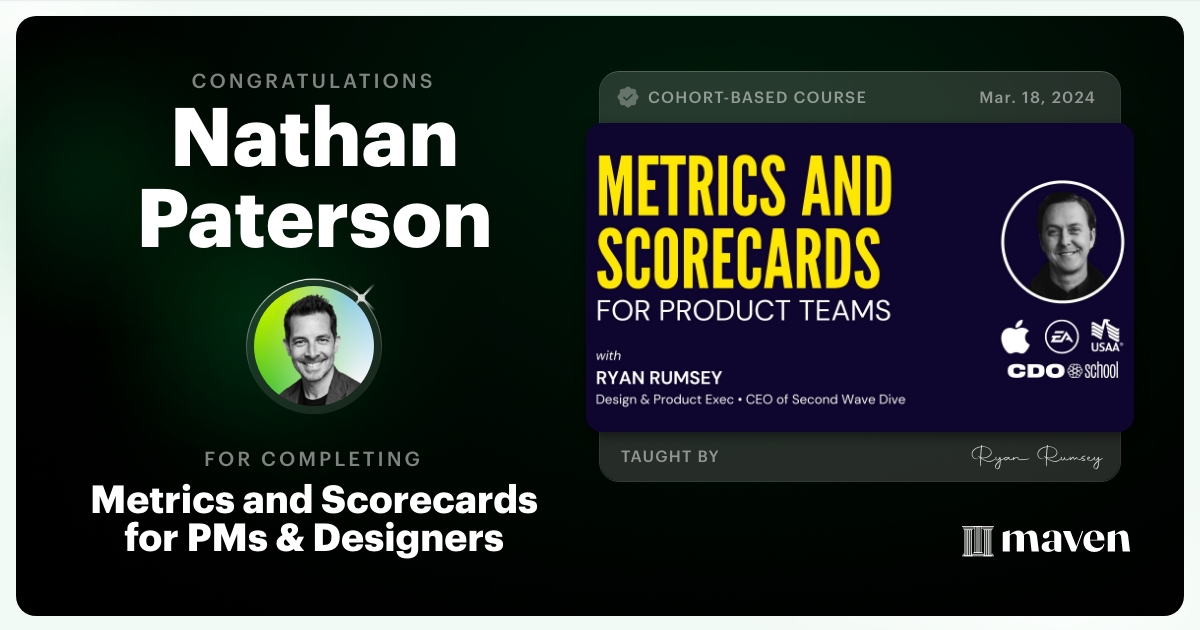 Certificate of Completion for OKRs for Design Orgs