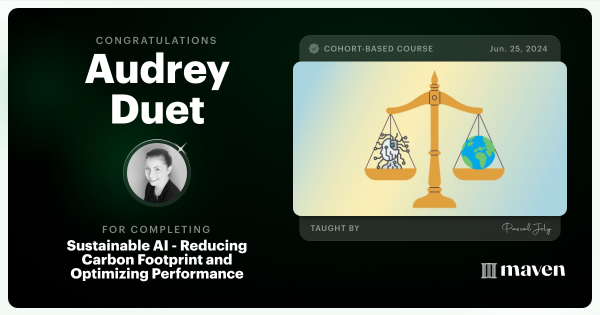 Certificate of Completion for Sustainable AI - From Impact to Implementation