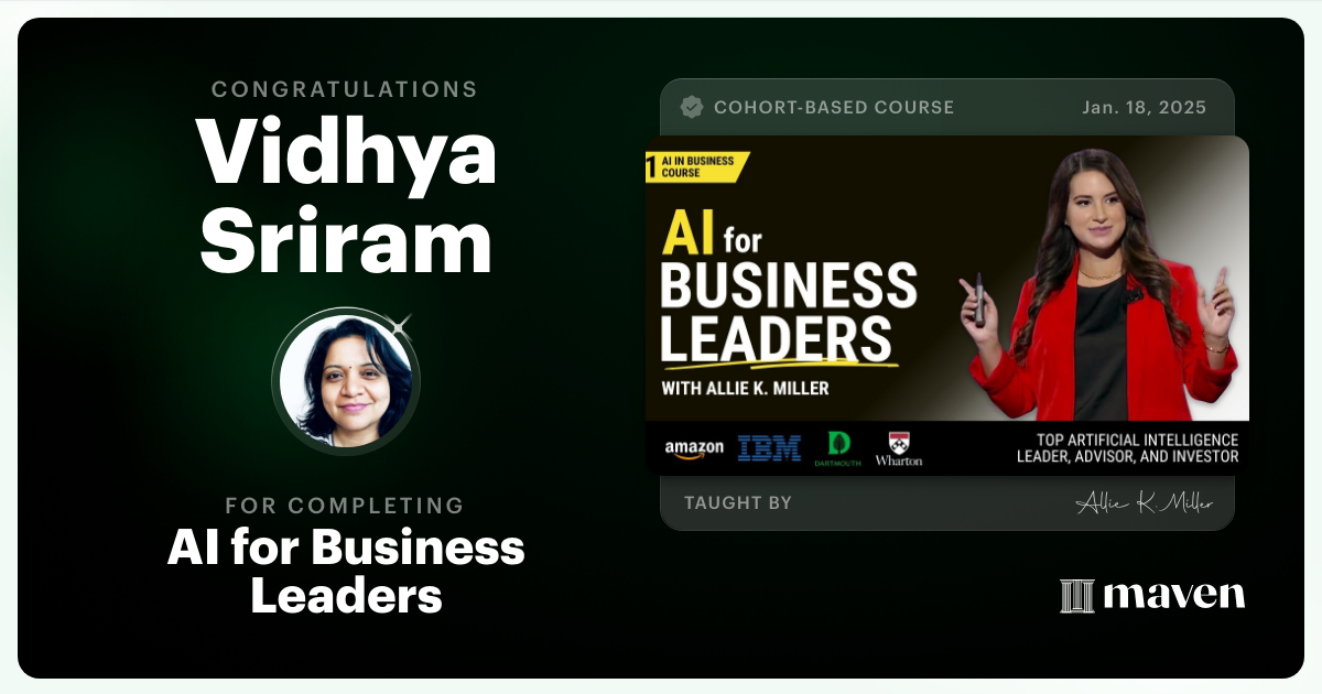 Certificate of Completion for AI for Business Leaders