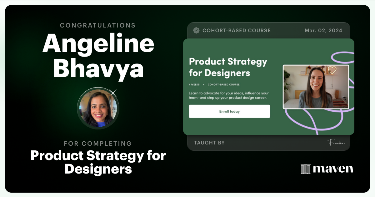 Certificate of Completion for Product Strategy for Designers